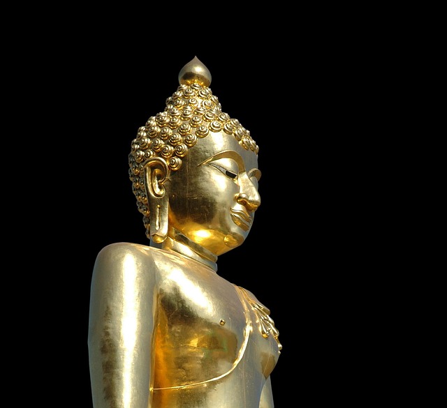 buddha, gold, statue, sculpture, buddhism, buddhist, religion, belief, buddha purnima, thailand, asia