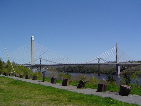 Brücke, Wasser, Maine, Szenisch, Land