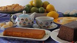 food, cake, tea