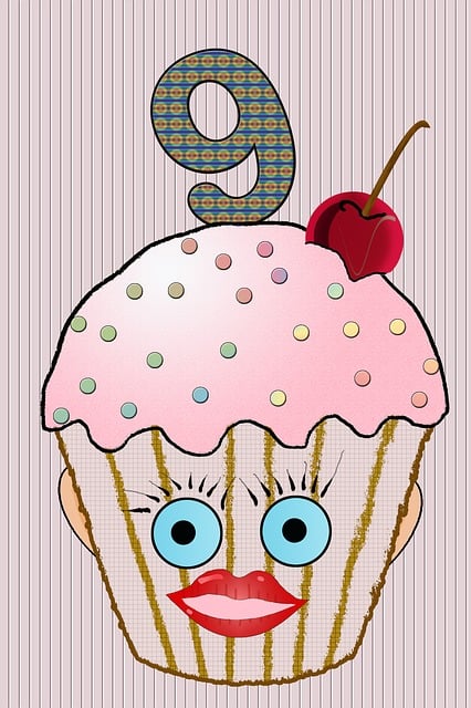 Free cup cake muffin date of birth illustration