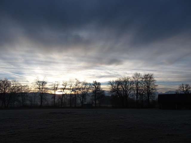 Solopgang, Alperne, Skyer, Himmel