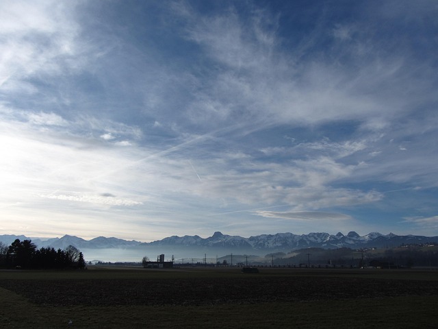 Solopgang, Alperne, Skyer, Himmel