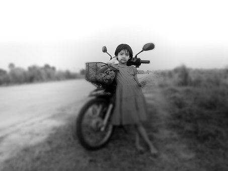 Mädchen, Motorrad, Kind, Kleinkind