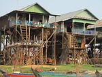 cambodia, kampong pluk, fishermen houses