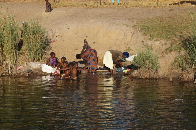 Afrika, Kwando, Familie, Wassen