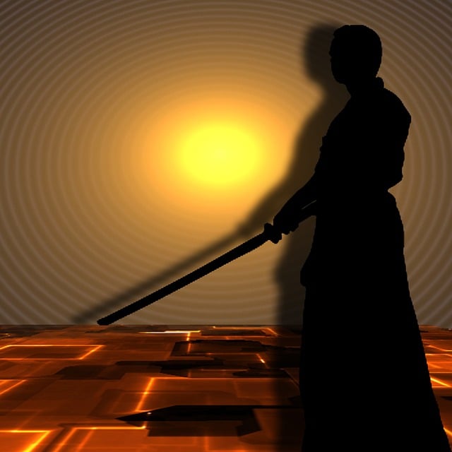 Free martial arts samurai silhuettes illustration