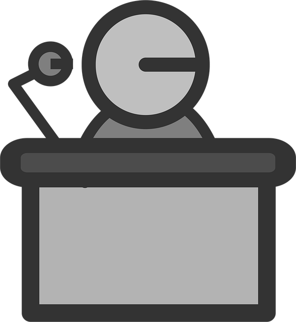 Free speaker desk employee illustration