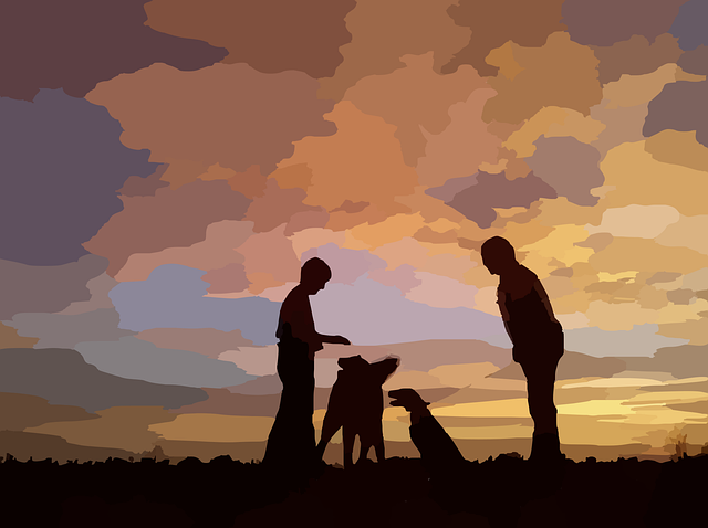 Free dogs people silhouette vector