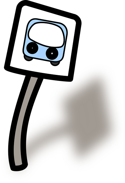 Free bus stop bus road sign illustration