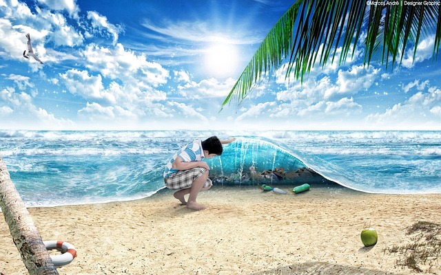 Strand, Sol, Blad, Forurening, Natur