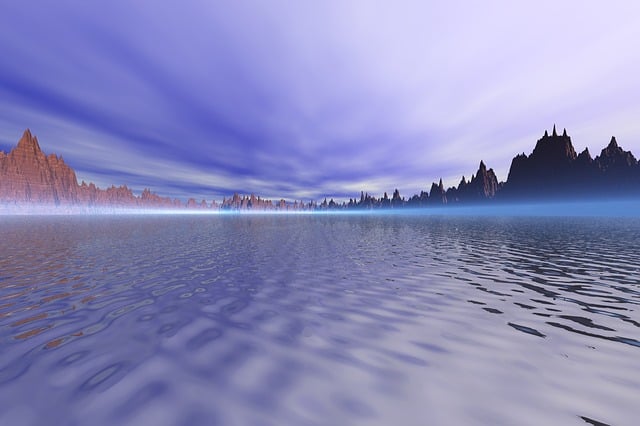 Free lake mountain landscape illustration