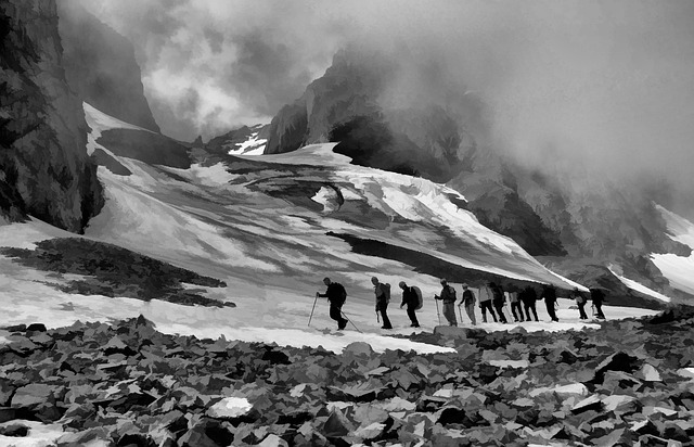 Berg, Hiking, Meisje, Vrouw, Trekking