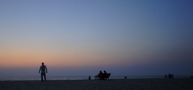 Kontur, Strand, Sonnenuntergang, Indien