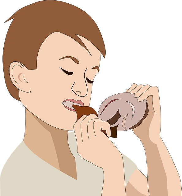 Free boy eating eading with hands vector
