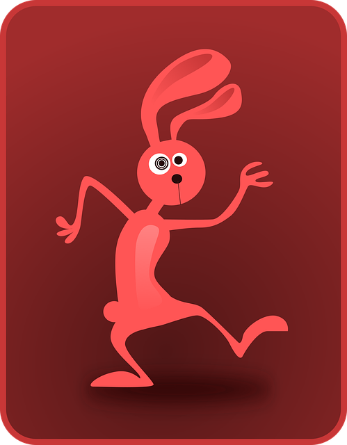 Free rabbit pink dancing illustration