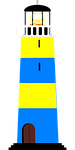 lighthouse, blue, yellow