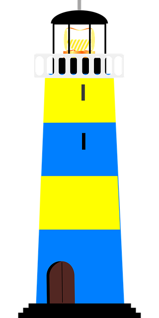 Free lighthouse blue yellow vector