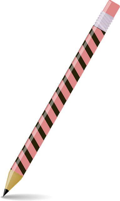 Blyant, Skole, Svart, Rosa, Striper