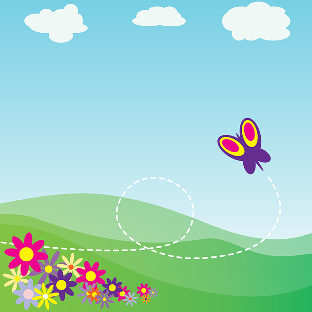 Free clouds beautiful flowers sky vector