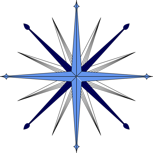 Free compass rose sky east vector