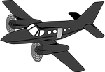plane, propeller-driven, black