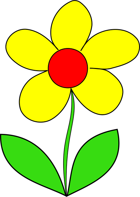 ดอกไม้การ์ตูนดอกเดียว Bunga Kuning Daun Musim - Gambar vektor gratis di Pixabay