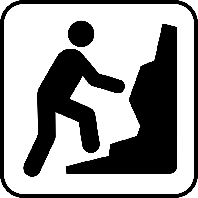 Free rock climbing obstacle vector