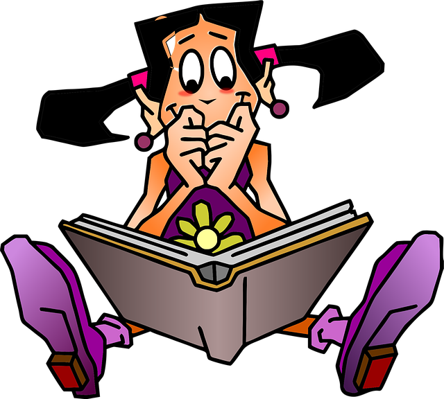 Mädchen, Buchen, Lesen, Lila, Fasziniert