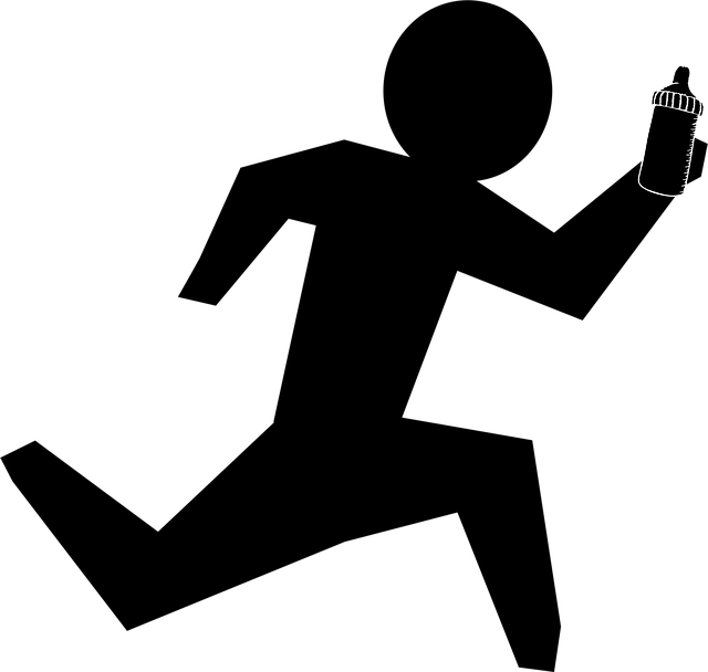 Free man running water bottle vector