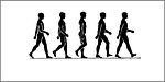 men, walking, single-file