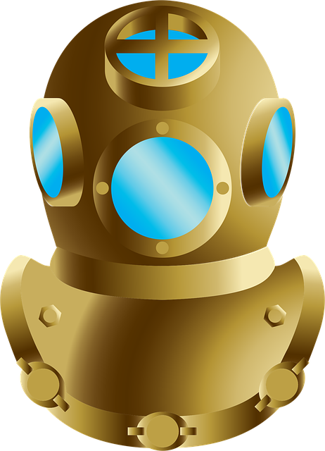 Free diving mask old vector