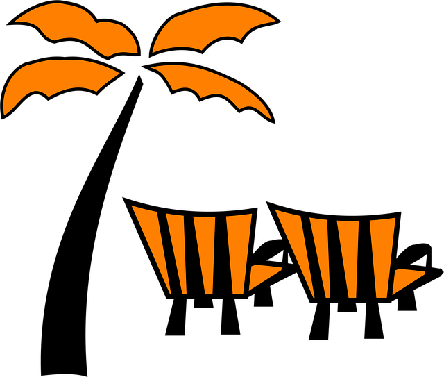 Free palm chairs beach illustration