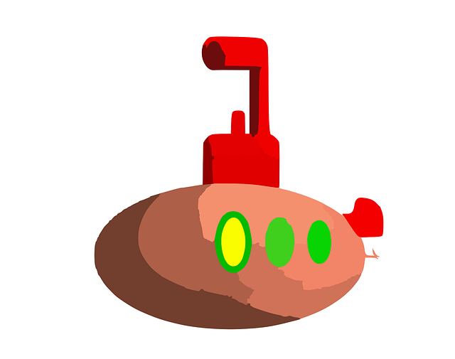 Free submarine periscope underwater vector