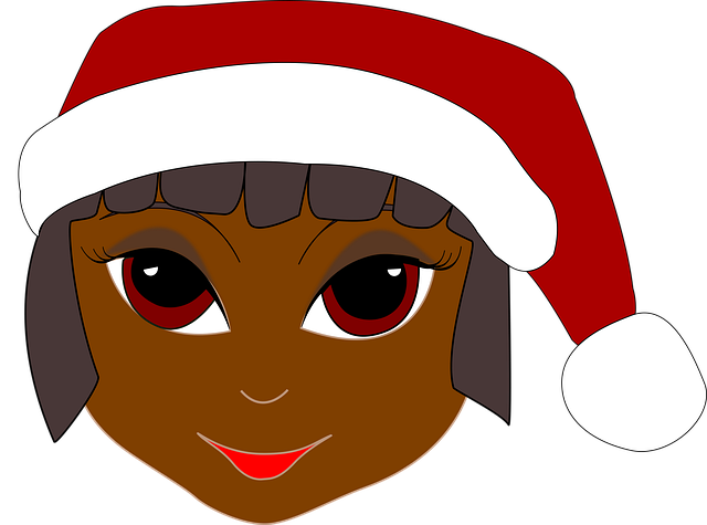 Free girl santa cap santa hay vector