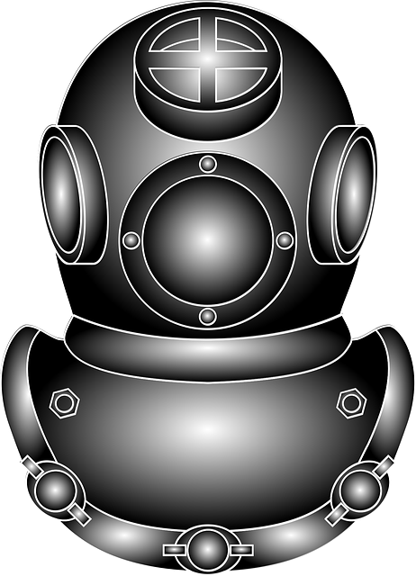 Free diver helmet antique vector