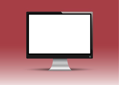 Monitor, Izolované, Displej, Červená