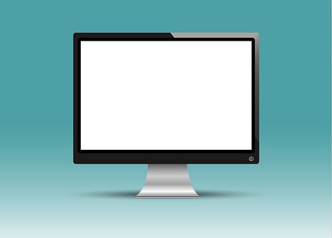 Monitor, Izolované, Displej, Modrá