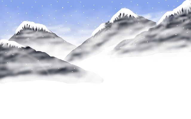 Free snow mountains drawing illustration