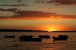 sunset, afterglow, sea