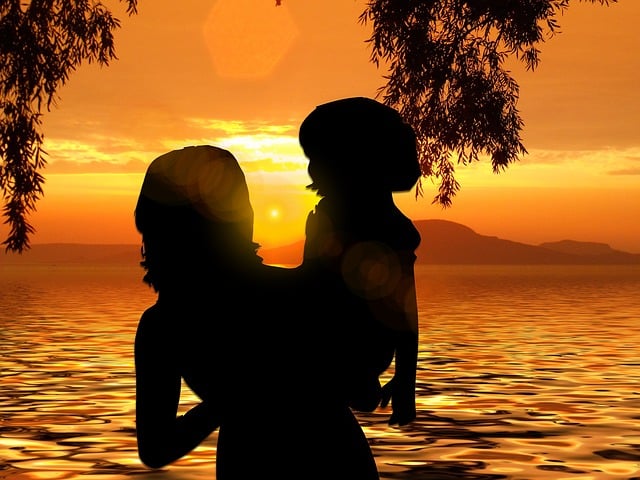 Free beach sunset woman illustration