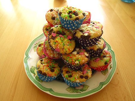 Muffins, Bunt, Gebacken