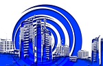 big city, silhouette, city