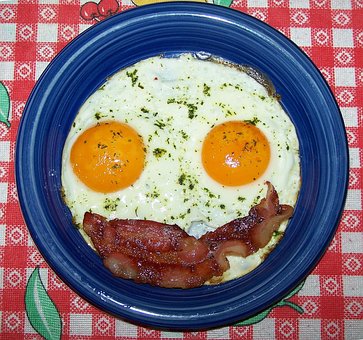 Stegt Æg, Bacon, Æg, Smilie, Æggeblomme