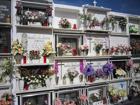 Kirkegård, Urner, Spanien, Væg, Grave