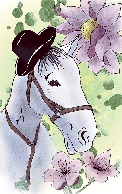 Free Horse Flowers illustration and picture
