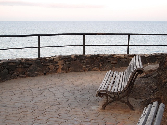 Bank, Meer, Blau, Sonnenuntergang