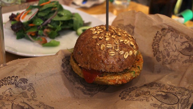 Burger, Veggie, Salat, Brun Burger