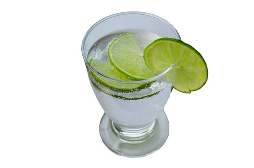 Glas, Mineralvand, Citronskive, Kulsyre