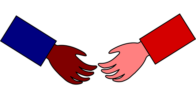 Free hello handshake greet vector