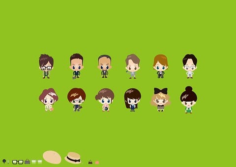 插图, 特点, 图标, 头像, 人, 商人, 女商人, 男女, 老师, 青年